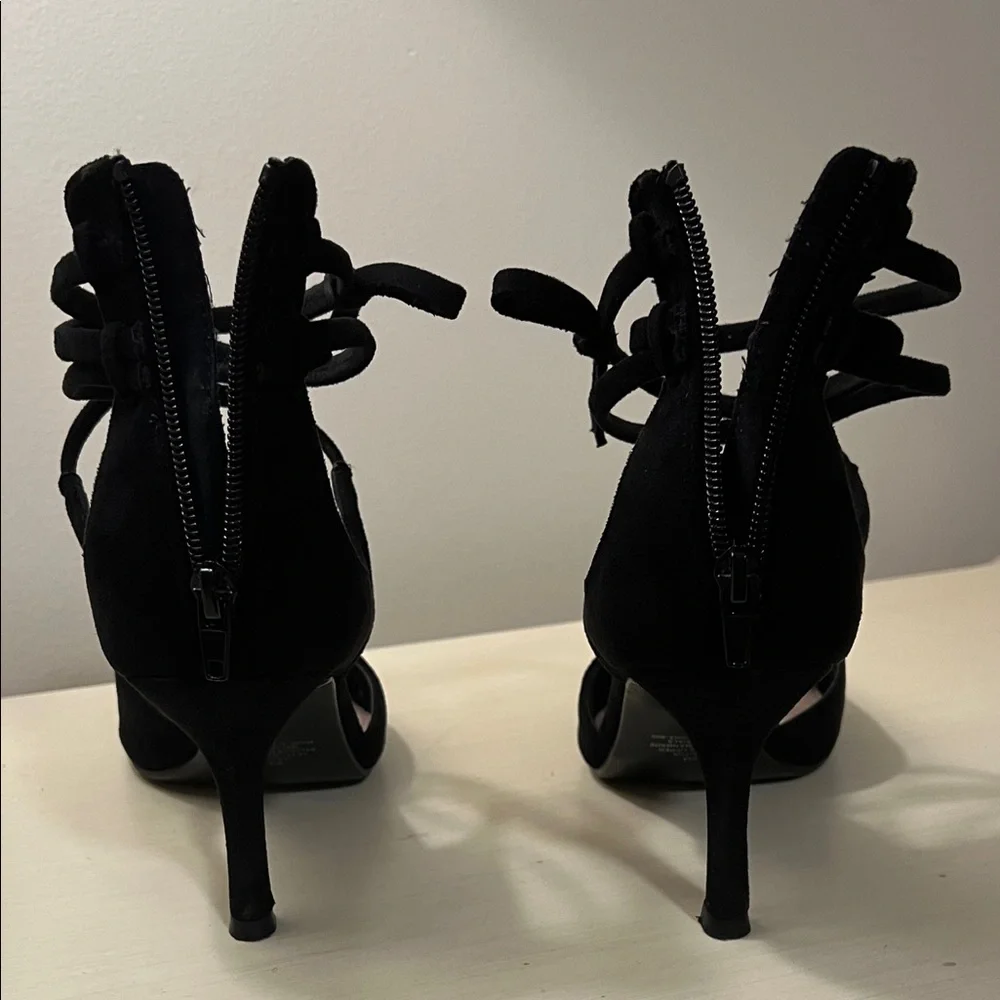 Suede Zip Up Heels - Picture 3 of 8